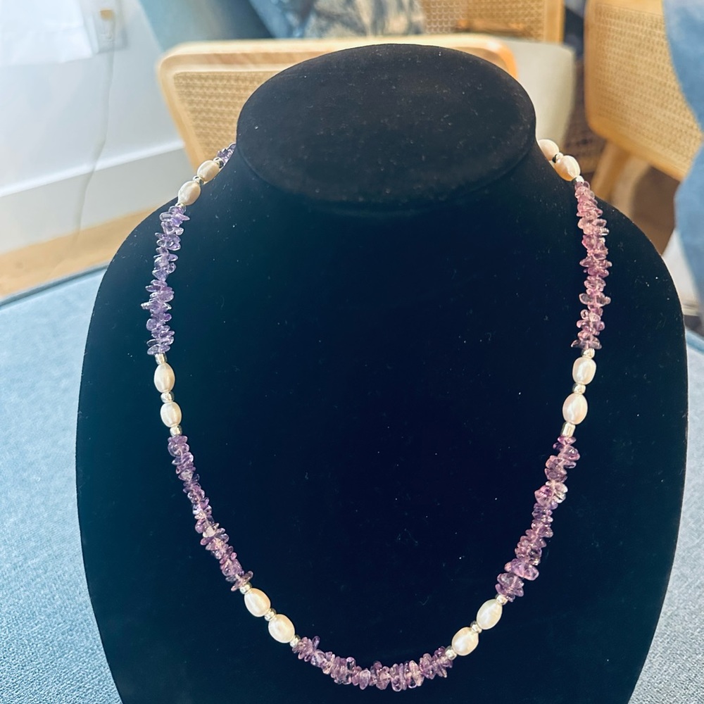 Beaded  Pearl &Stone Necklace